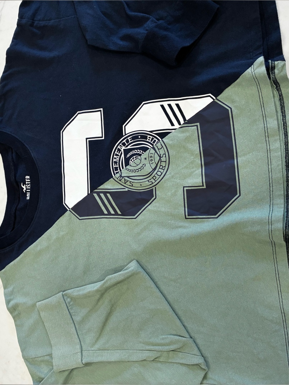 Hollister Navy Graphic Logo Tee with White Print